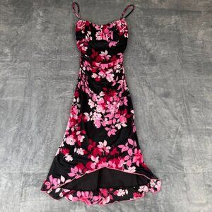 Ruby Rox Vintage Y2K Midi Dress Size S Black Pink Whimsical Mesh Assymetrical